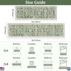 Yamaziot 2x6 Washable Non-slip Boho Floral Runner Rug  Mottled Green Faux Wool