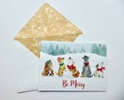 Box Of 12 Punch Studio Christmas Cards  be Merry  5 Dogs Embellished Snow Cute 