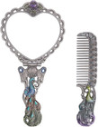 Vintage Peacock Metal Mirror Comb Set Antique Heart-shaped Handheld Vanity Mirro
