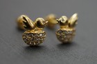 14k Solid Yellow Gold Cute Baby Bird With Cz Safety Screw Back Earrings 