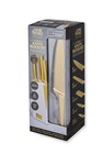 Thyme   Table Tt0974r 6-piece Slim Acacia Knife Block Set With Gold Blades And