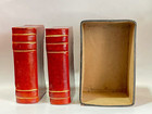 Rare Vntg Italian  Leather 2 Deck Playing Card Holder Box Books Homestead Hotel