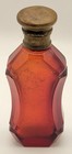 Antique Victorian Era Ruby Red Glass Perfume Bottle Brass Hinged Cap 