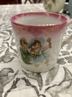 Victorian Child   s Mug Girls Having A Parade 2 75 Tall And 2 75 Diameter Vintage