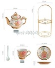 20pcs Tea Set - Tea Pot 6 Cups   Saucers   Spoons rack Coffee Cup Set 3 Oz Cups