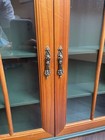 Wood   Glass 2-door Display Cabinet Trinket Shelf Curio Cabinet Vintage Green 