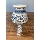 Vtg Kutahya Turkish Pottery Vase Handmade Hand Painted Blue Turquoise Red Exc  