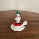 Holt Howard Snowmen Vtg 1959 Candle Holder Glass Hurricane Mcm Japan Read