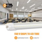 T8 Single Pin 4ft 5ft 6ft V-shape Led Tube Light 6500k Clear Lens 6  pack 
