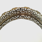 Vintage Oval Mirror Glass Filigree Vanity Perfume Tray