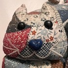 Vintage Stuffed Patchwork Country Cat - 11x12