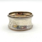 Antique 830 Silver Napkin Ring Monogram Mh Beaded Scroll Engraved 10 4g