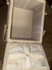 Vintage Double Lid Woven Tapestry Top Sewing Basket Azar Industries Handmade