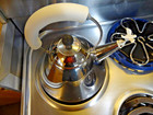 Alessi Tea Kettle Blue With Bird Whistle Inox 430 Induction Italy Michael Graves