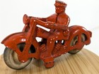 Hubley Small Orange Motorcycle Policeman Prewar Vintage Cast Iron Toy Figure 3 
