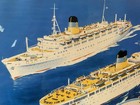 Vintage Cruise Ship Greek Line Toc Travel Agency Advertising Sign
