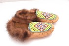 Vintage Cree Indian Geometrical Beaded Moccasins Native American 11 