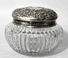 Antique Sterling Silver And American Brilliant Cut Glass Large Dresser Jar Theod