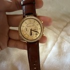 Michael Kors Gold Chronograph Quartz Analog Women s Watch Brown Leather Strap