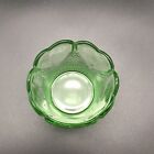 Vintage Green Glass Votive Tea Light Candle Holder Heart Dimple Pebble Texture