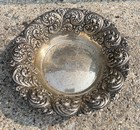 Decorative 6    Antique Sterling Sliver Ornate Bowl W  Fern Patterned Border
