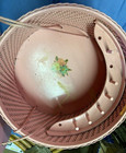 Antique Princess Sewing Basket Pink Original Decals 11  Diameter Wicker Sides