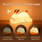 Big Face Rabbit Led Bunny Night Light     Touch Sensor  Silicone Bedside Lamp
