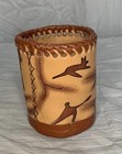 Elephant Design Leather Pencil pen Holder 4 Inches Tall  3 Inch Diameter