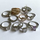 Wholesale Lot Of 10 Cubic Zirconia Rhinestone Rings New Size 8