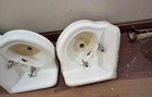 Antique Vtg 1930s Cast Iron White Porcelain Bath Corner Sink Price Is For All 