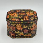 Daher Octagon Autumn Floral Hinged Tin Box Container Made In England Vtg Read