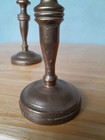 Antique Ornate Pair Heavy Solid Bronze brass Candlestick Holders Round Base 7 