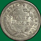 1839 Seated Liberty Half Dime Choice Almost Uncirculated Au  Coin  50621