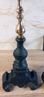 Antigue  Pair Of Large Heavy Victorian Brass And Cast Iron Andirons  Firedogs  