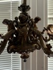 Cherubs French Chandelier Antique Art Nouveau Brass
