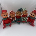 Vtg Lot Of  5 Christmas Knee Hugger Pixie Elves Elf On Shelf Japan Mcm Stripes