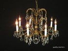 Antique Sensational Dark Patina Brass Cut Lead Glass Crystal Chandelier