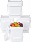 4 Pack 1 Gallon Square Food Storage Buckets With Lids Handles Labels Bpa Free