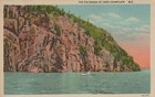 The Palisades Of Lake Champlain Row Boat Posted Nature Vintage Linen Post Card