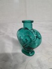 Green Glass Heart Bottle Vintage