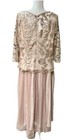 Alex Evenings Womens Dress 16w Taupe Sequin Lace Chiffon Mother Of Bride Wedding