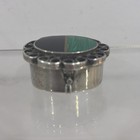 Sterling Silver Malachite And Onyx Taxco Pill Box Vintage