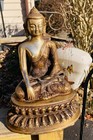 Heavy Solid Brass Late 20th Cen Buddha Statue 11    India Bhumisparsha Mudra 8 Lbs