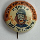 1939 Ny World s Fair Abie The Clown Policeman Pinback Childrens Restaurant
