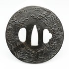 Tsuba Landscape Scene Shakudo Japanese Antique Sword Fitting Samurai Katana