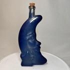 Vintage Cobalt Blue Moon Face Bottle Man In Moon Decanter Bridgeview Riesling