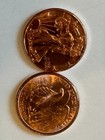 5 X 1 Oz  999 Fine Copper Rounds American Coin Designs Bullion Lot