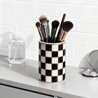 Ceramic Checkered Pen Holder For Desk cute Stand Black And White Pencil