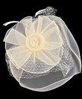 Ivory Tulle Flower Fascinator Headpiece With Veil  Classic Wedding Formal