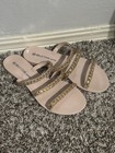 Wild Diva Lounge Women Slip-on Flats With 3 Ring Gold Stones Straps Size 8